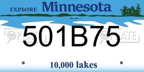 501B75 Minnesota License Plate