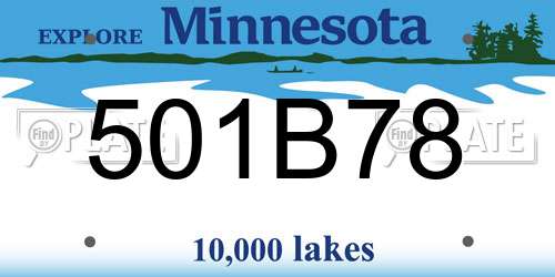 501B78 Minnesota License Plate