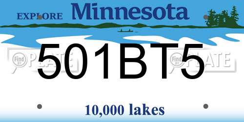501BT5 Minnesota License Plate
