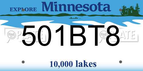 501BT8 Minnesota License Plate