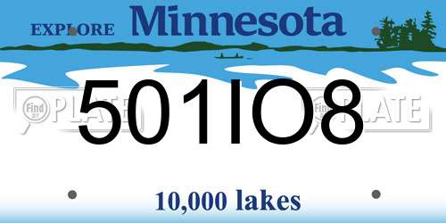 501IO8 Minnesota License Plate