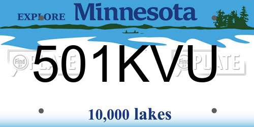 501KVU Minnesota License Plate