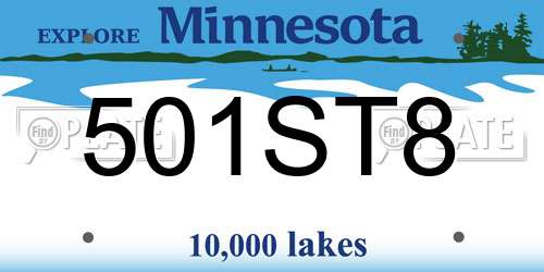 501ST8 Minnesota License Plate