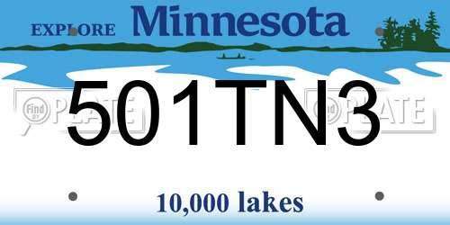 501TN3 Minnesota License Plate