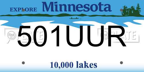 501UUR Minnesota License Plate
