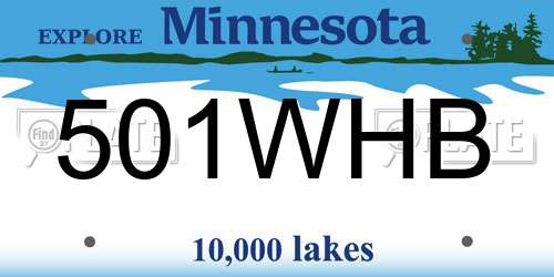 501WHB Minnesota License Plate