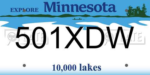 501XDW Minnesota License Plate