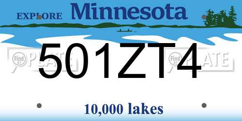 501ZT4 Minnesota License Plate