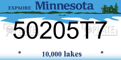 50205T7 Minnesota License Plate