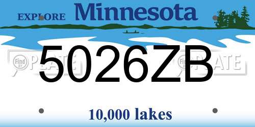 5026ZB Minnesota License Plate