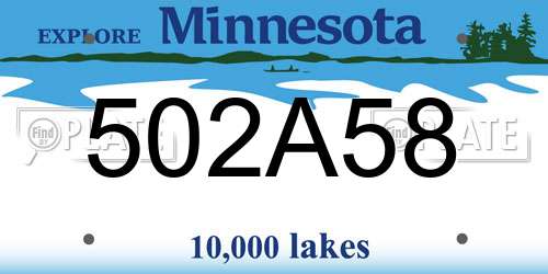 502A58 Minnesota License Plate