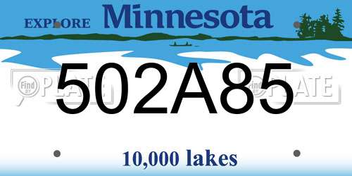 502A85 Minnesota License Plate