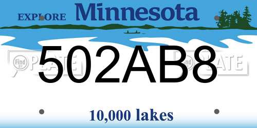 502AB8 Minnesota License Plate