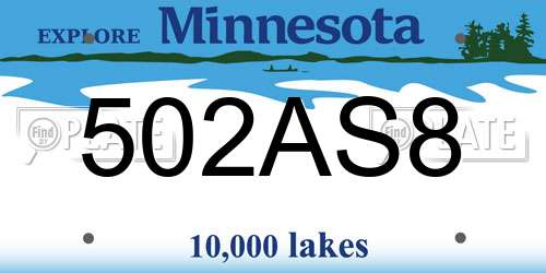 502AS8 Minnesota License Plate