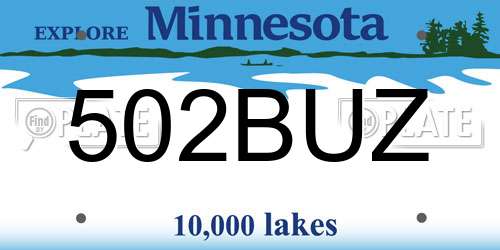502BUZ Minnesota License Plate