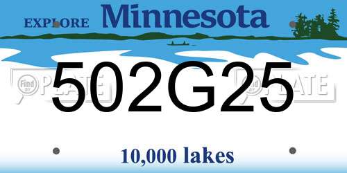 502G25 Minnesota License Plate