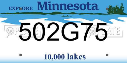 502G75 Minnesota License Plate