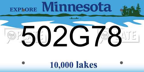 502G78 Minnesota License Plate