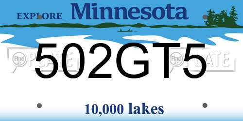 502GT5 Minnesota License Plate
