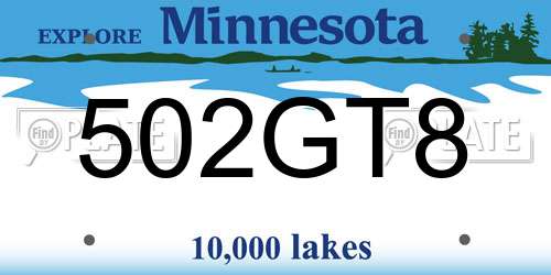 502GT8 Minnesota License Plate