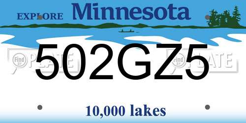502GZ5 Minnesota License Plate