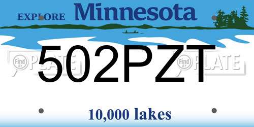 502PZT Minnesota License Plate
