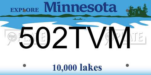 502TVM Minnesota License Plate