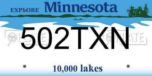502TXN Minnesota License Plate