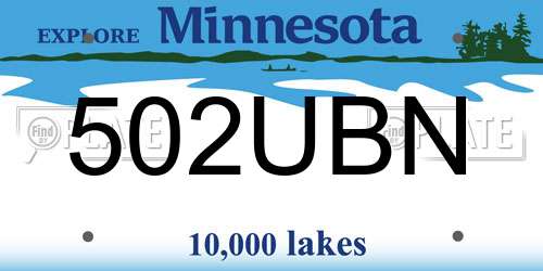 502UBN Minnesota License Plate