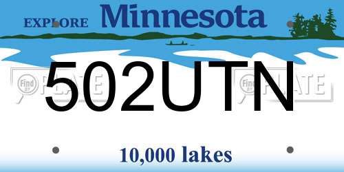 502UTN Minnesota License Plate
