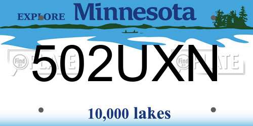 502UXN Minnesota License Plate