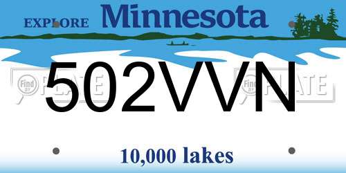 502VVN Minnesota License Plate