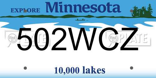 502WCZ Minnesota License Plate