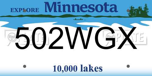 502WGX Minnesota License Plate