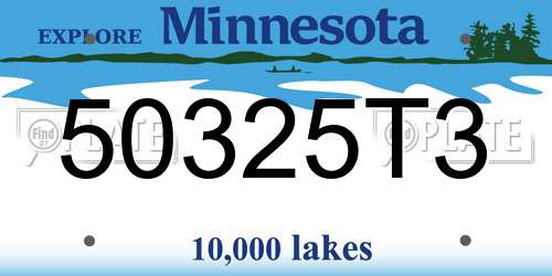 50325T3 Minnesota License Plate