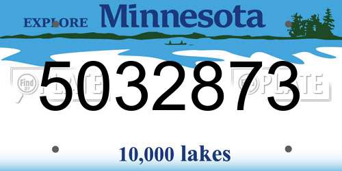 5032873 Minnesota License Plate