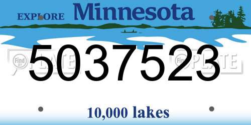 5037523 Minnesota License Plate