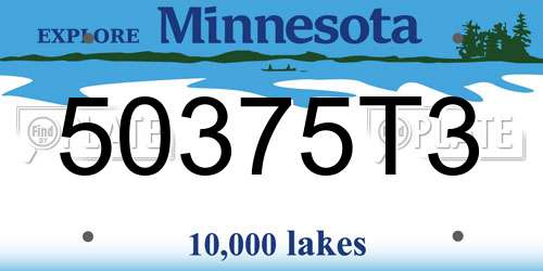 50375T3 Minnesota License Plate