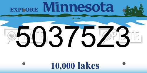 50375Z3 Minnesota License Plate