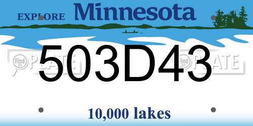 503D43 Minnesota License Plate