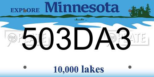 503DA3 Minnesota License Plate