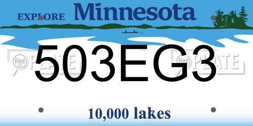 503EG3 Minnesota License Plate