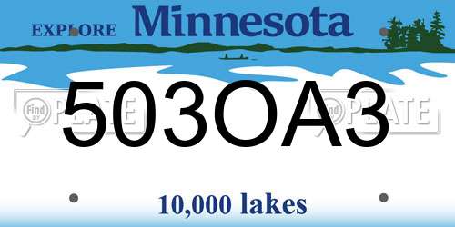 503OA3 Minnesota License Plate