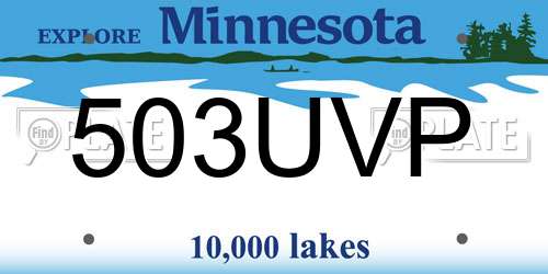503UVP Minnesota License Plate