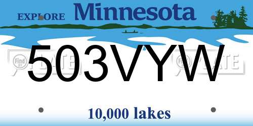 503VYW Minnesota License Plate