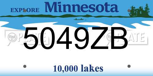 5049ZB Minnesota License Plate