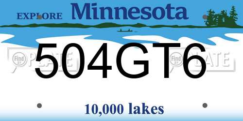 504GT6 Minnesota License Plate