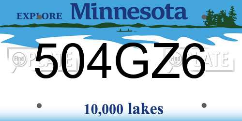504GZ6 Minnesota License Plate