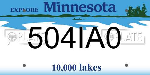 504IA0 Minnesota License Plate
