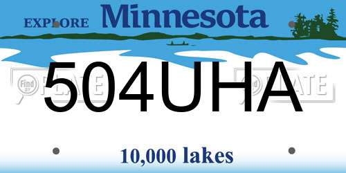 504UHA Minnesota License Plate
